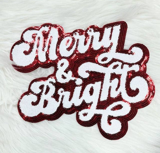 Merry & Bright Red Sequin Chenille Patch Sweatshirt