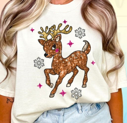 Faux Glitter Reindeer