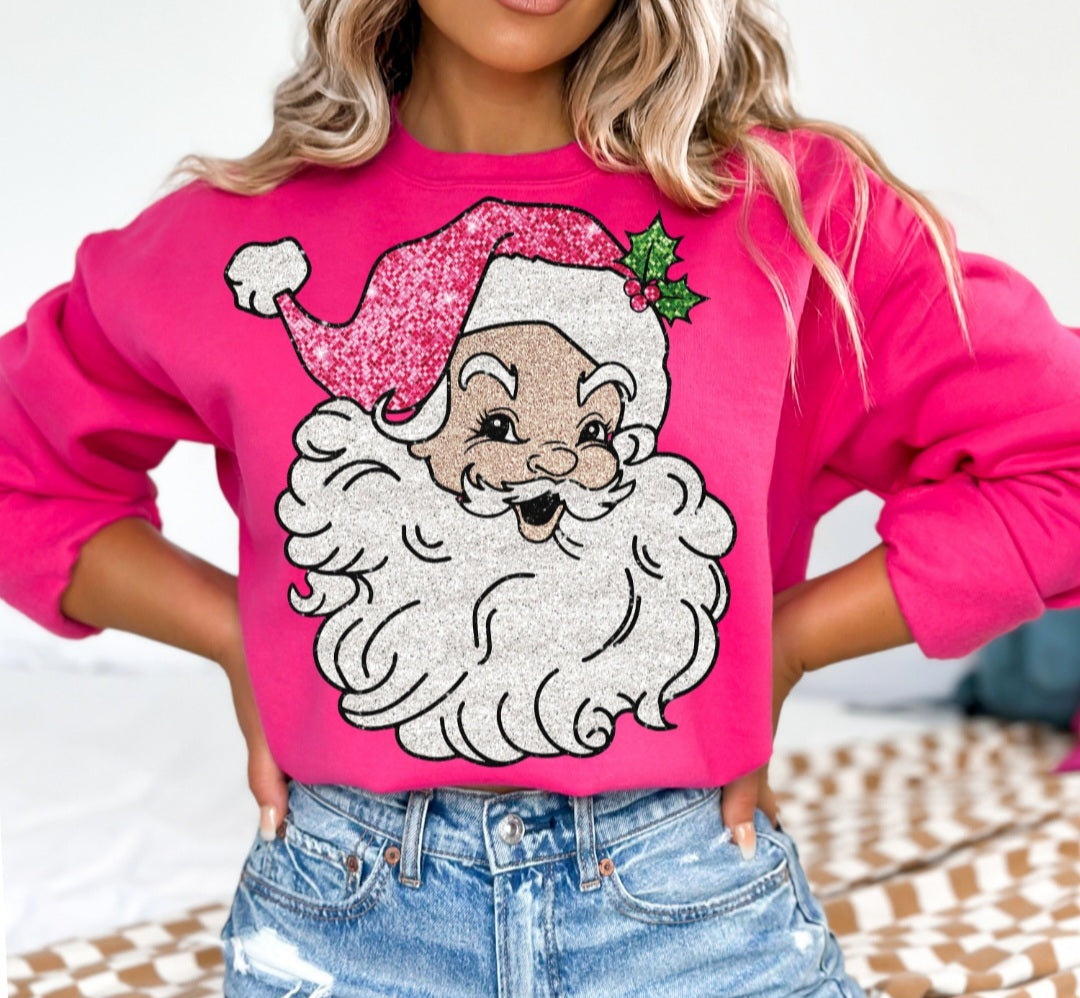 Faux Sequins Pink Santa