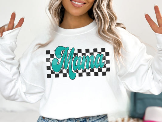 Retro Checkered Mama (Teal)